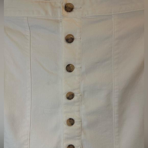 LOFT White Button Front Mini Skirt Size 10 Cotton Stretch Coastal Preppy - Picture 4 of 10